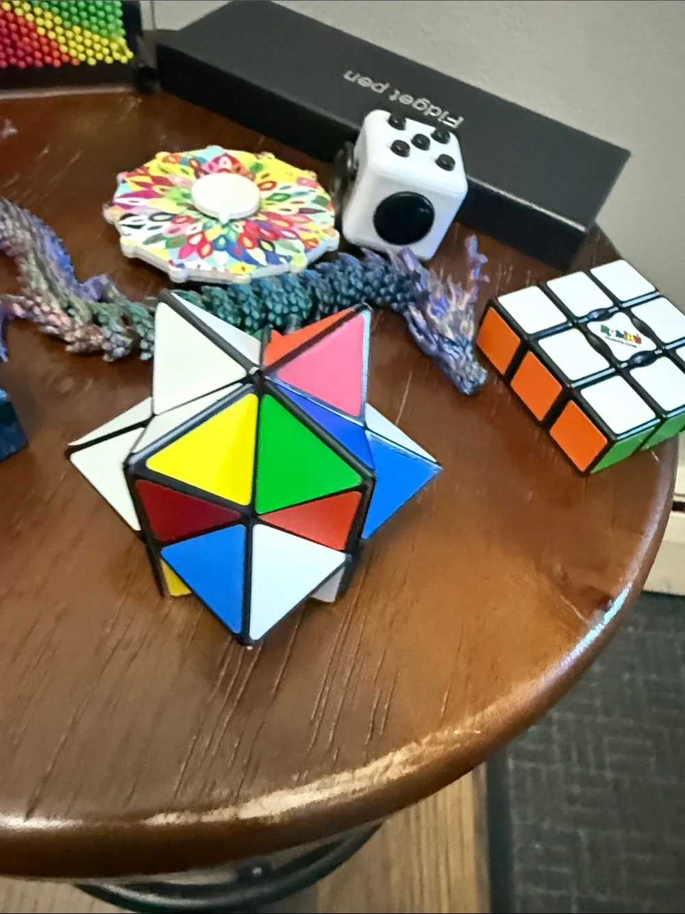Fidget Toy Bundle with Rainbow Pin Toy, Rubik’s Puzzles, Magnetic Pen